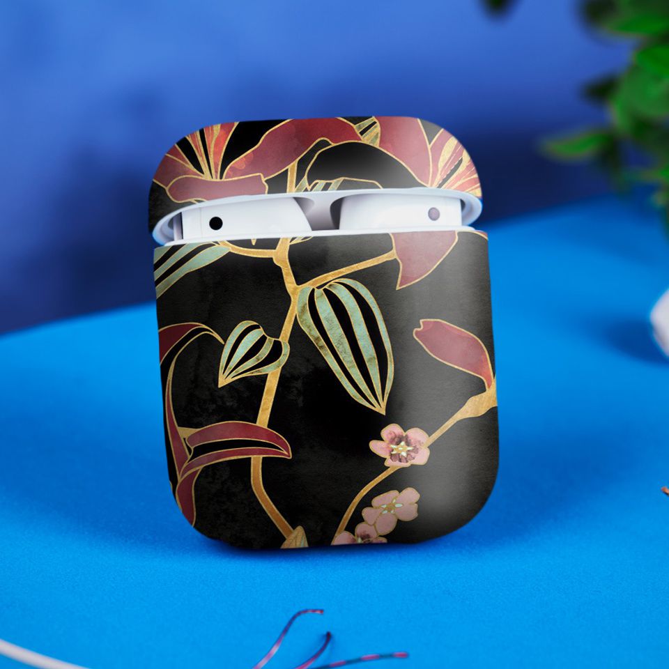 Miếng dán skin chống bẩn cho tai nghe AirPods in hình giả sơn mài - GSM068 (bản không dây 1 và 2)