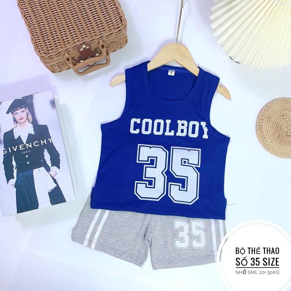 Đồ bộ thể thao sát nách bé trai hình số 35 Coolboy chất cotton 2 chiều giá rẻ cho bé 20-30kg