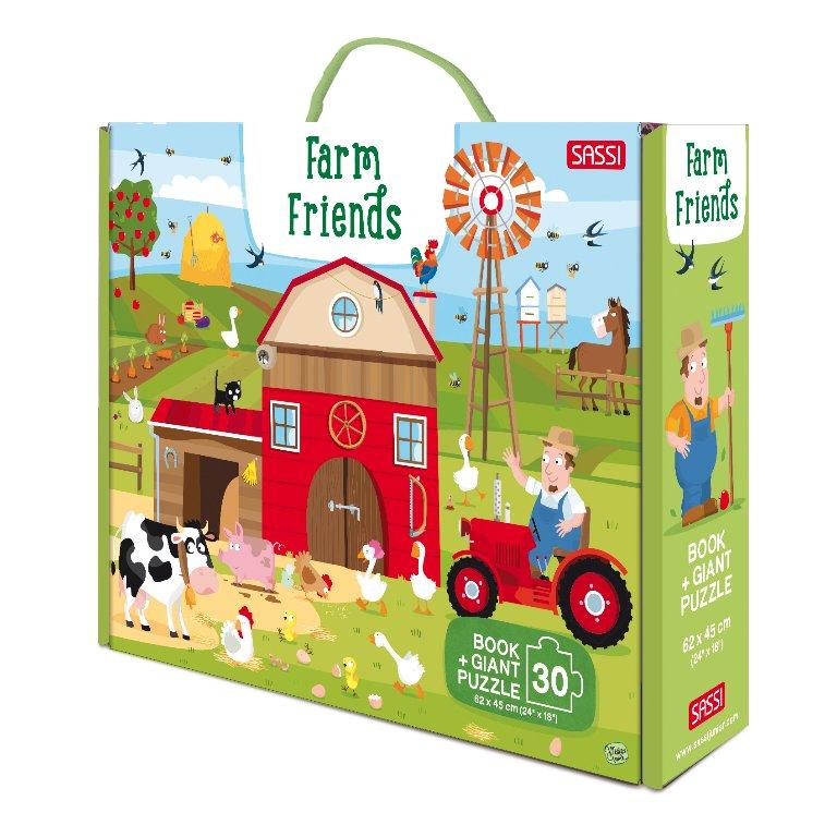 Bộ tranh xếp hình khổng lồ cho bé kèm sách Giant Puzzle And Book - Farm Friends