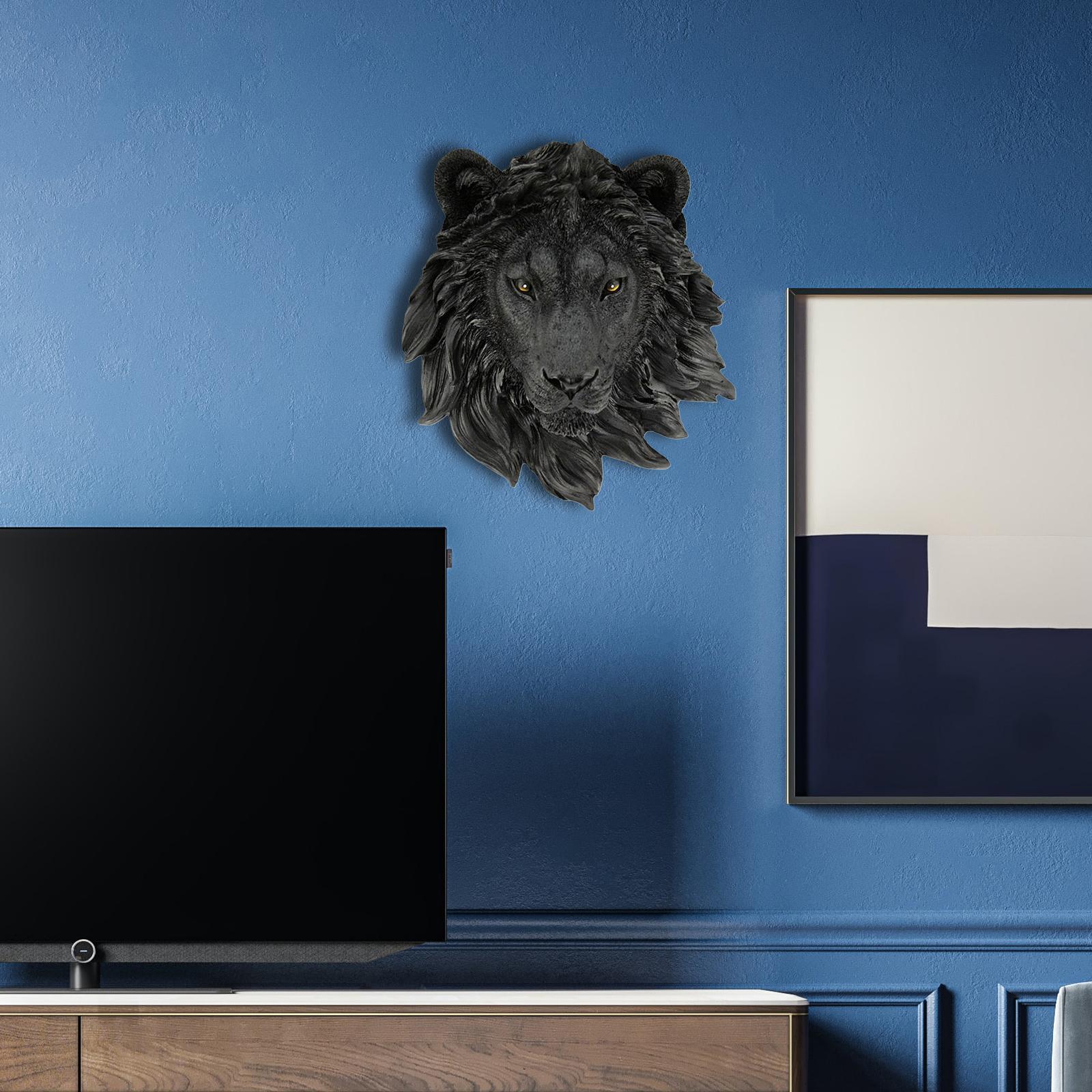 Resin Lion Head Statue, Animal Sculpture Wall Sculpture Wall Mount Gift for Home Decoration Living Room