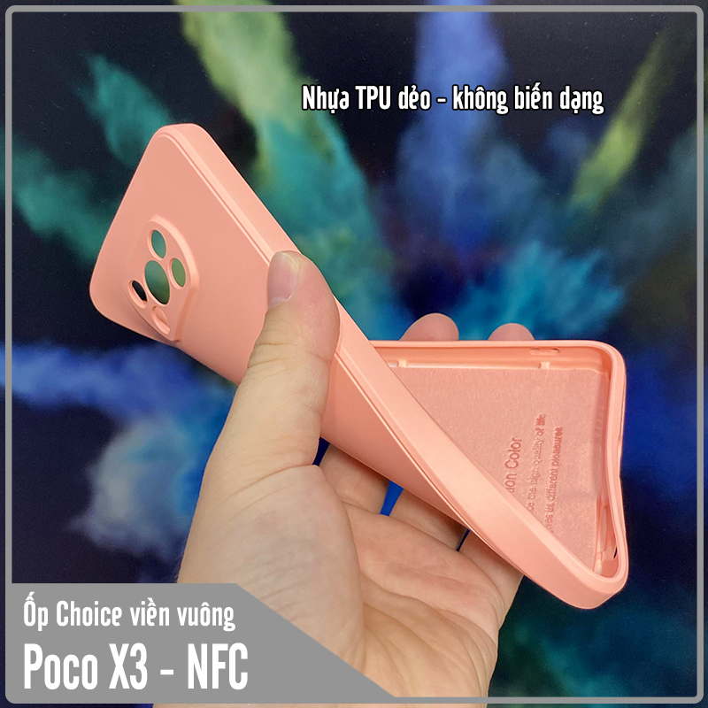 Ốp lưng cho Xiaomi Poco X3 NFC Choice viền vuông dẻo lót nhung che camera
