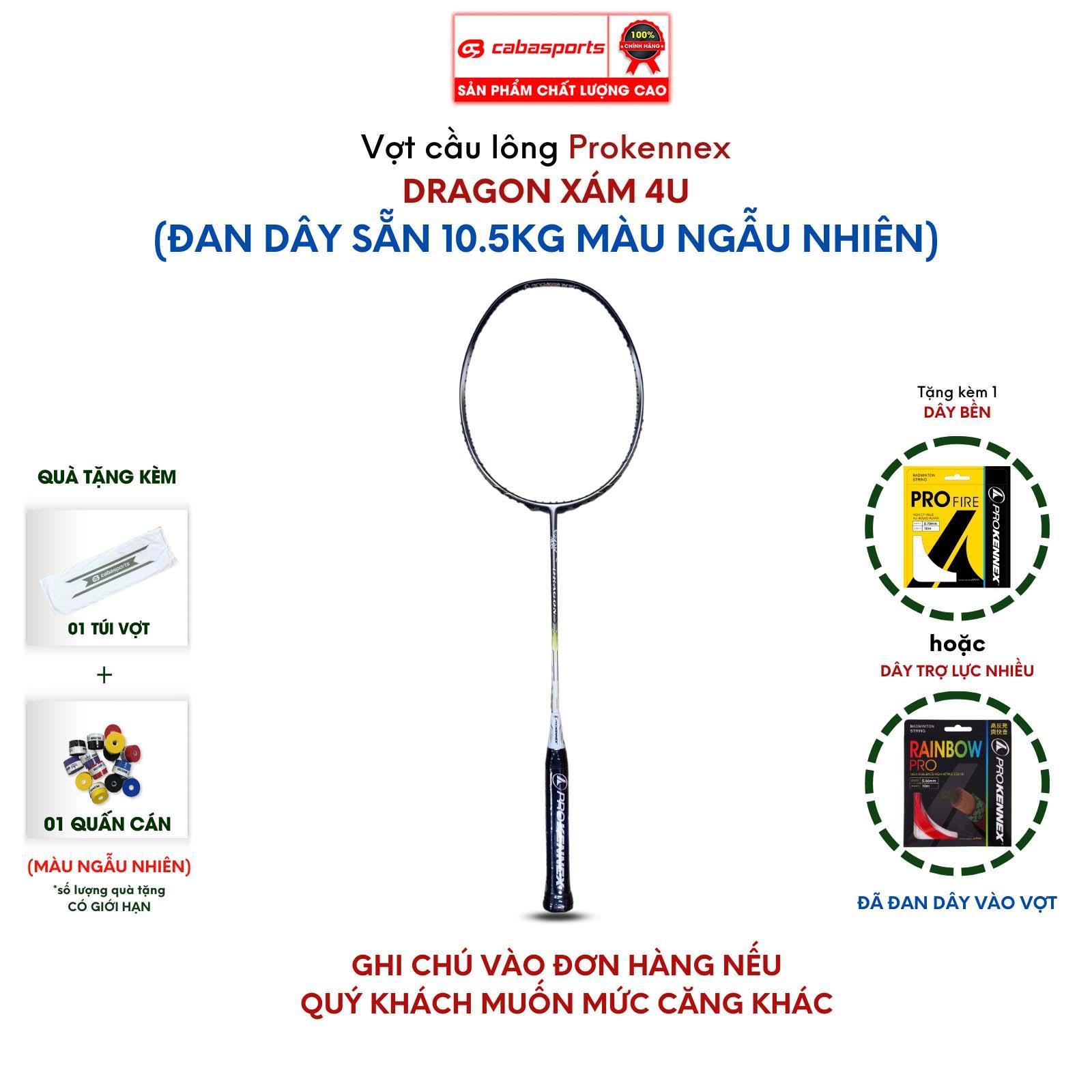 Vợt cầu lông Prokennex Dragon đã đan dây 10.5kg chuyên công chất lượng giá tốt, vợt cầu lông carbon cao cấp Bảo hành 6 tháng kèm Qùa tặng Quấn cán (Ngẫu nhiên màu lưới và quấn cán)