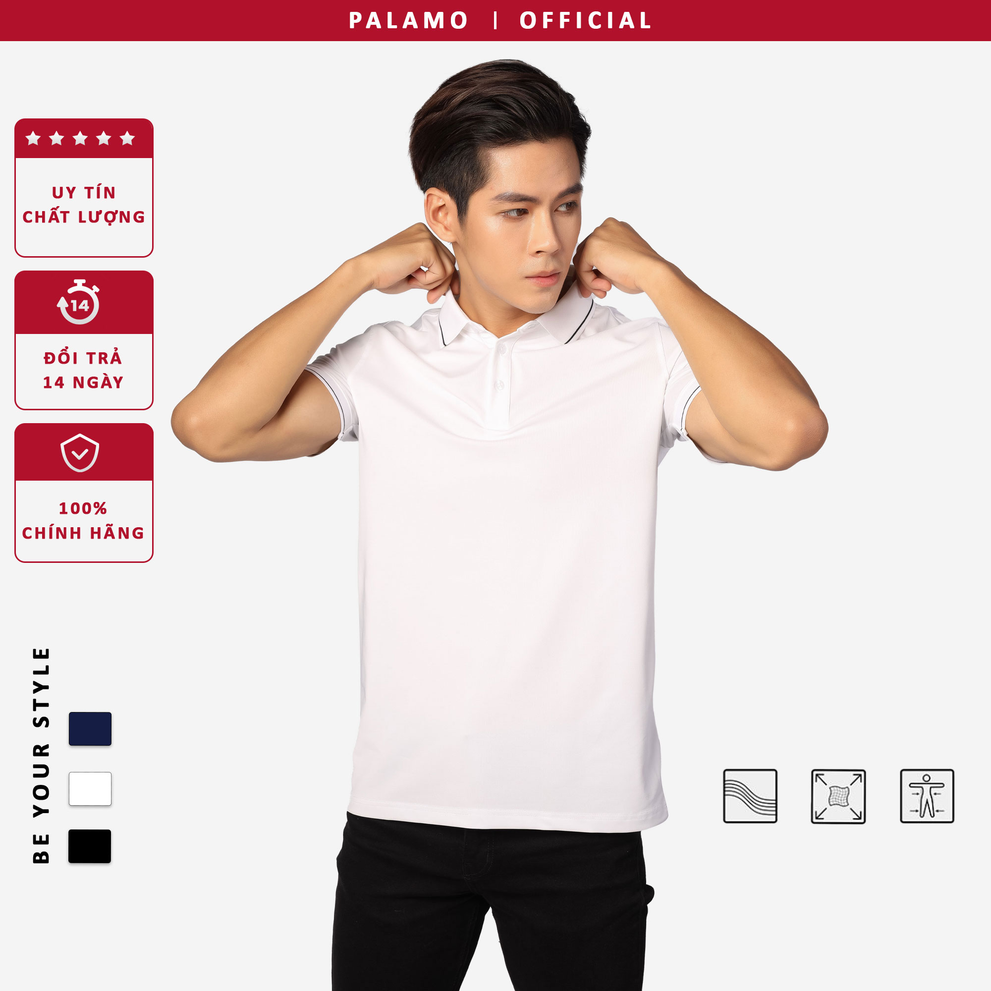 Áo thun polo nam Palamo classic coolmax regular fit / đen