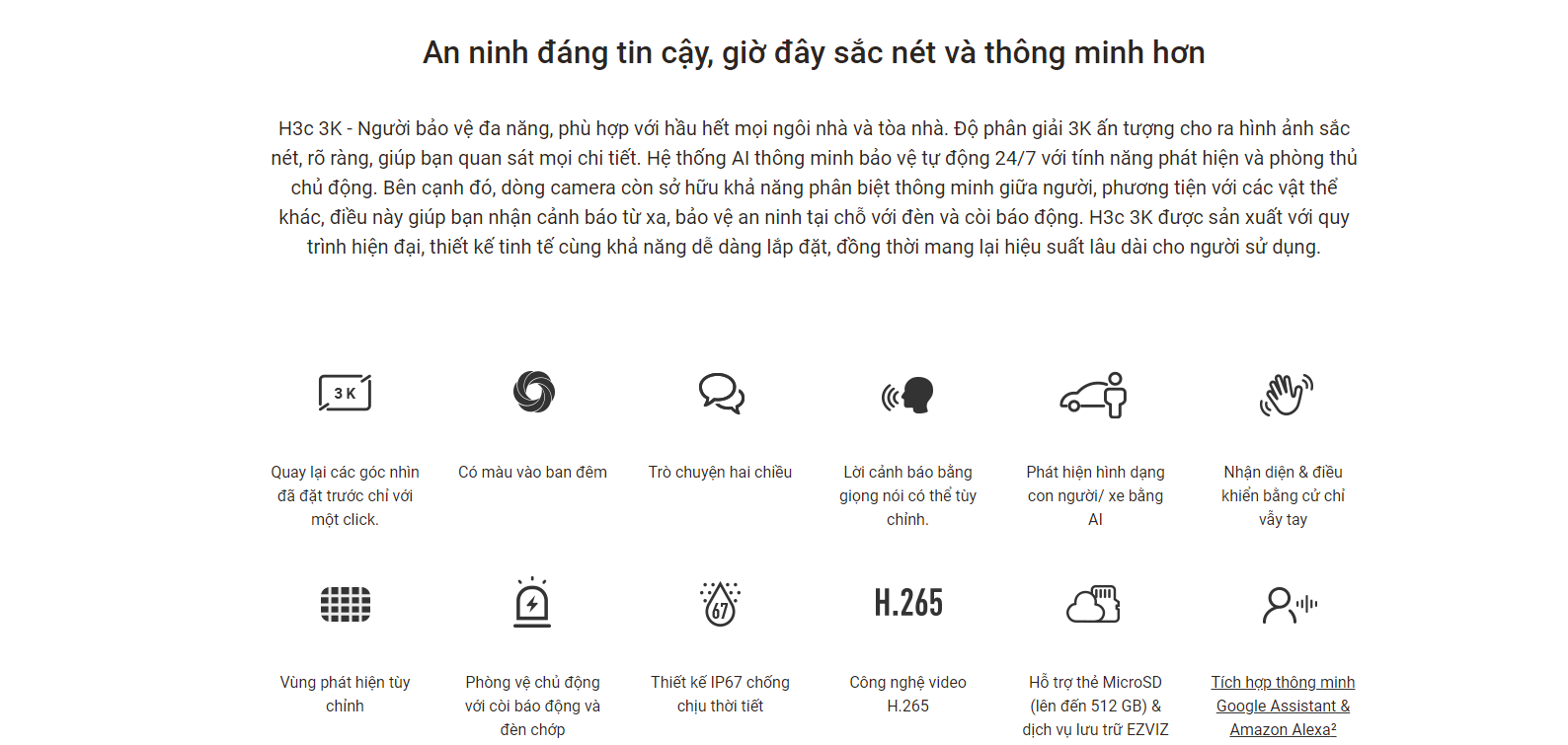 Camera Wifi EZVIZ H3C 5MP 3K  Có Màu Ban Đêm, Đèn Cảnh Báo - Hàng Chính Hãng