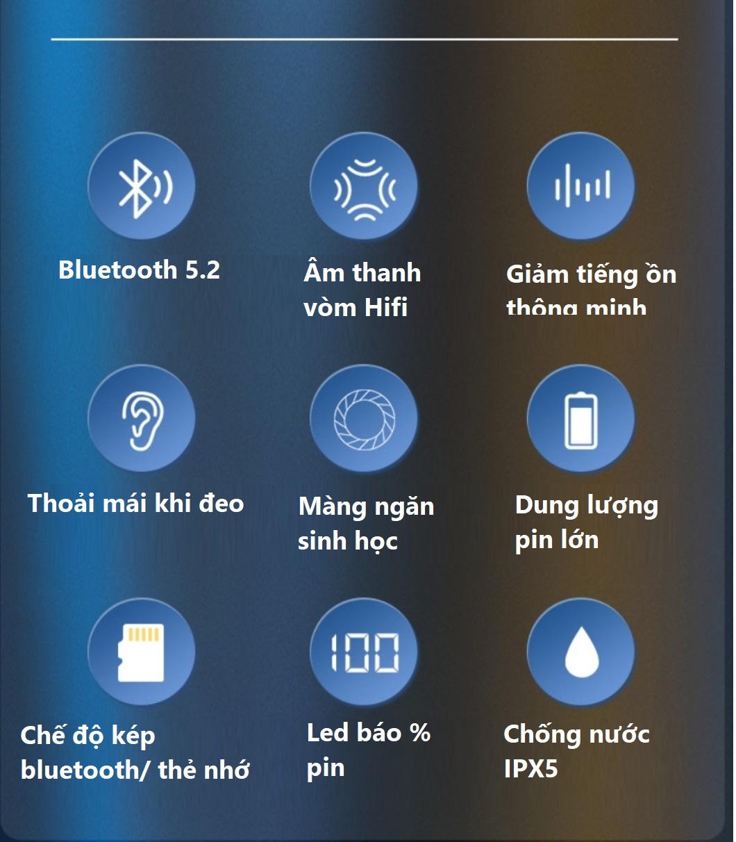 Tai nghe Bluetooth 5.2 thể thao quàng cổ pin 10000mAh  sử dụng liên tục lên đến 1000 giờ , 4 loa 8 lõi âm thanh hifi - stereo có thể điều chỉnh bass/ treble  , có khe lắp thẻ nhớ , hiển thị led báo % pin .