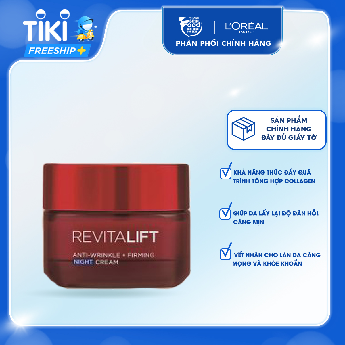 Kem Dưỡng Ngăn Ngừa Lão Hòa Ban Đêm L'Oreal Revitalift Moisturizing Cream Night