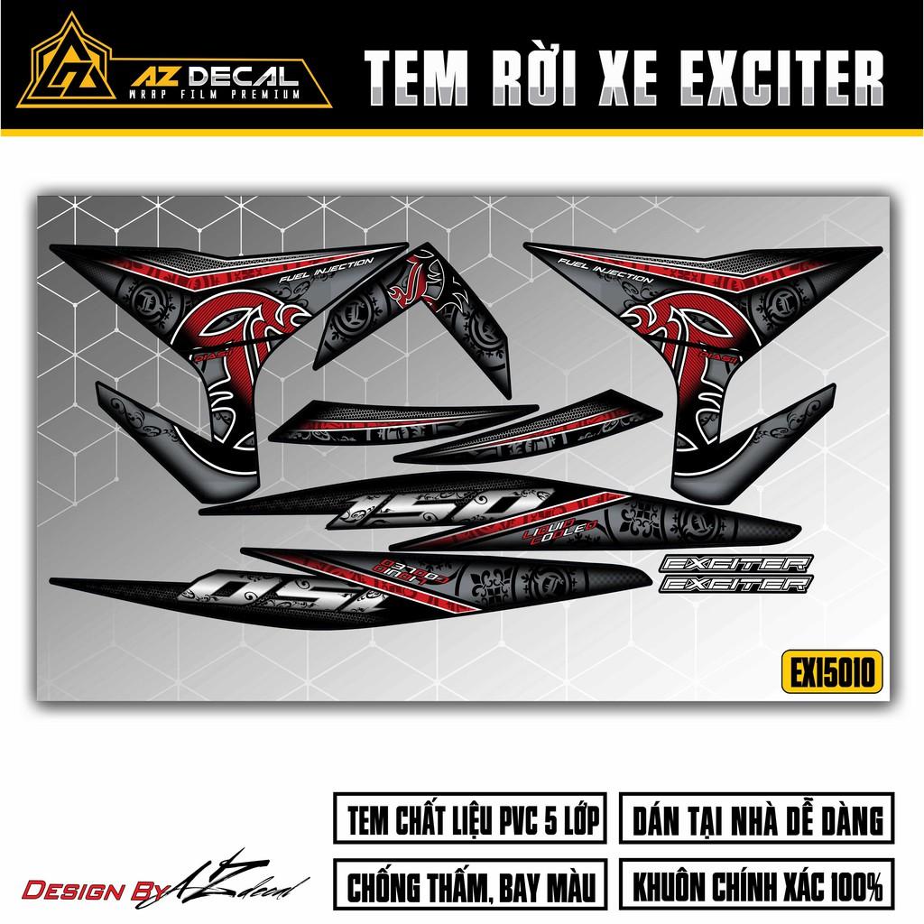 Tem Rời Exciter 150 Mẫu Họa Tiết | EX15010 | Decal Dán Xe Ex150 Cao Cấp Chống Nước, Chống Bay Màu