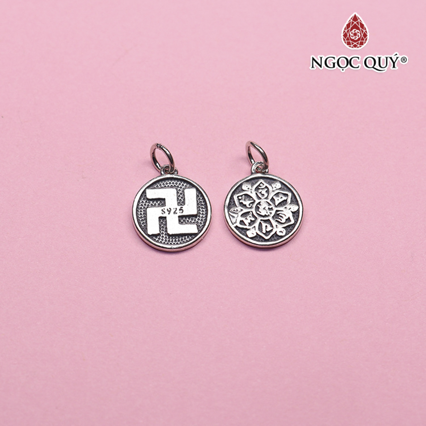 Charm bạc chữ vạn treo - Ngọc Quý Gemstones
