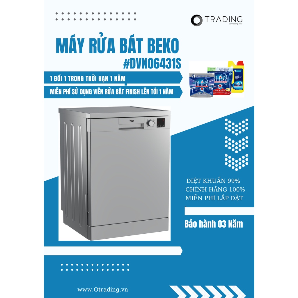 Máy Rửa Chén Beko DVN06431S ,14 bộ - Hàng chính hãng