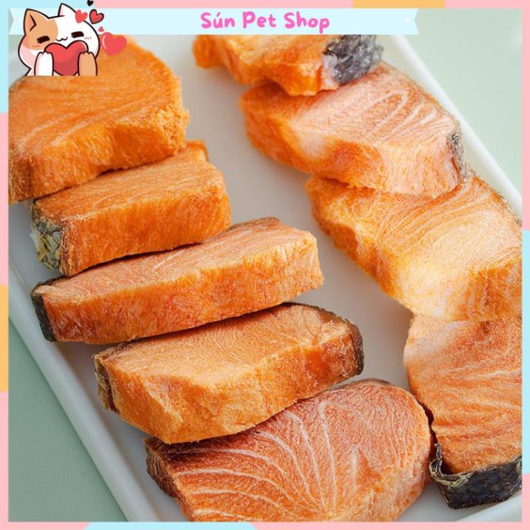 Cá hồi sấy nguyên miếng cao cấp cho thú cưng, cá hồi sấy khô cho chó mèo giàu dinh dưỡng