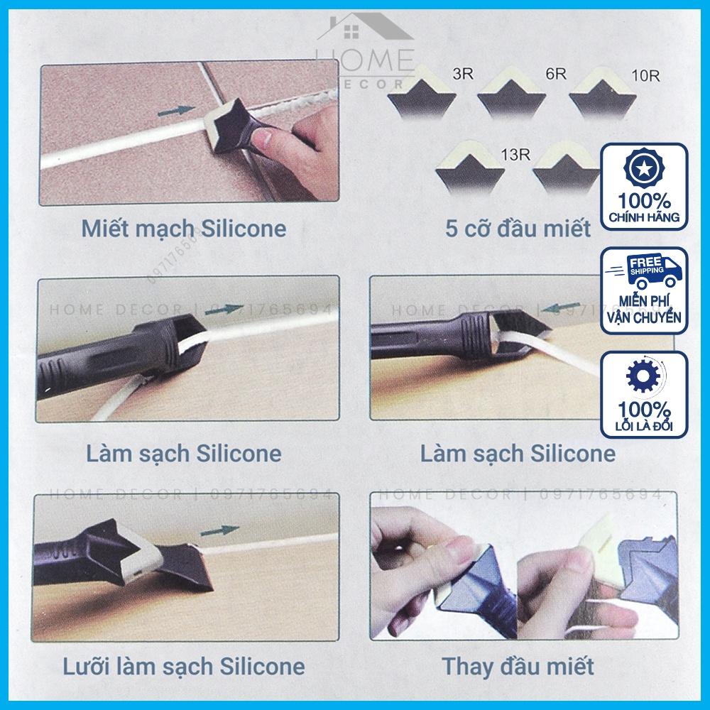 Bộ Miết Keo Silicon, Bộ Dụng Cụ Miết Keo Silicon Xây Dựng, Cạo Cắt Keo Silicone Cửa Kính, Miết Mạch Keo Silicon Đa Năng 3 Trong 1, Dụng Cụ Làm Sạch Bám Bẩn Tại Nhà(5 đầu tuốt)