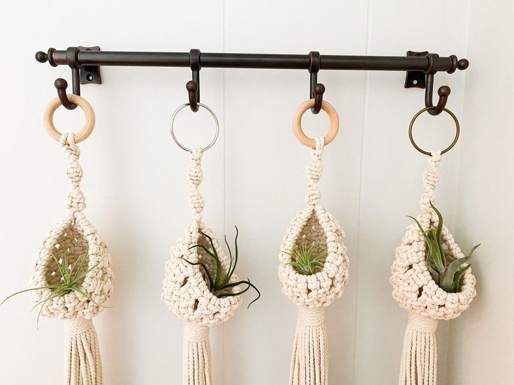 1 Giỏ treo trang trí hình quả trứng giỏ tết dây macrame handmade