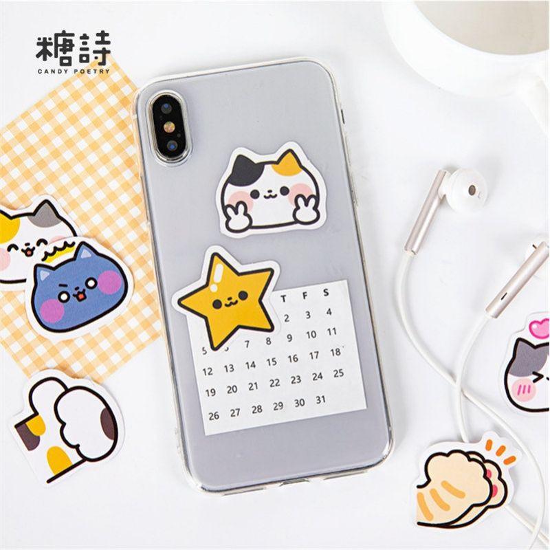 Set 50 sticker con mèo hoạt hình dễ thương trang trí sổ,bullet journal