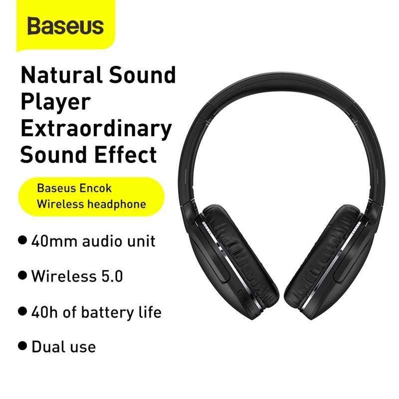 Tai nghe chụp tai không dây cao cấp Baseus Encok Wireless headphone D02 Pro -Hàng Chính Hãng