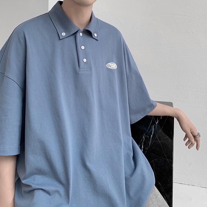 Áo polo unisex có phối logo trước ngực, chất cotton mền và mát A3