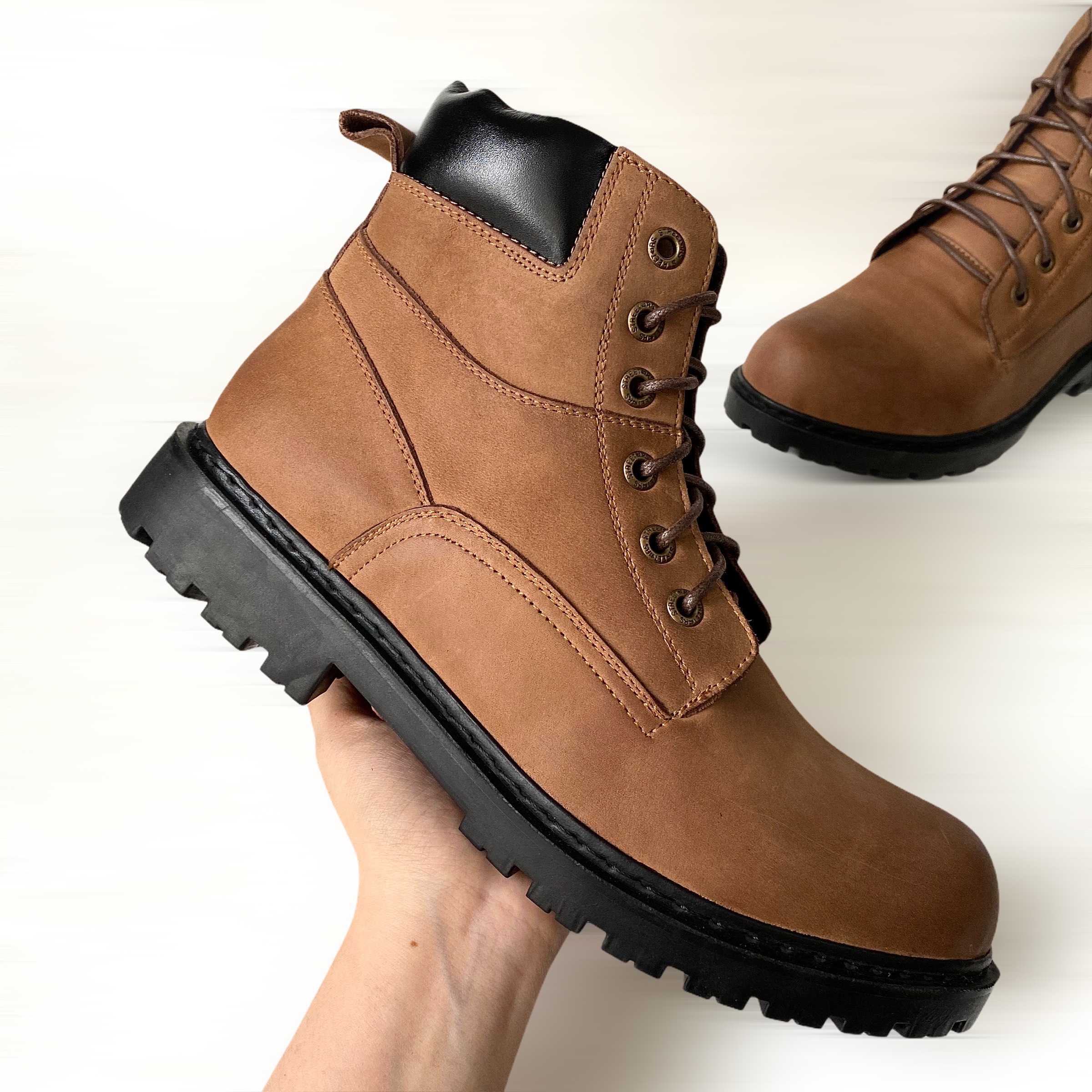 Giày Boots Nam Cổ Cao Da Bò Thật 100% Cao Cấp HN612 Nâu