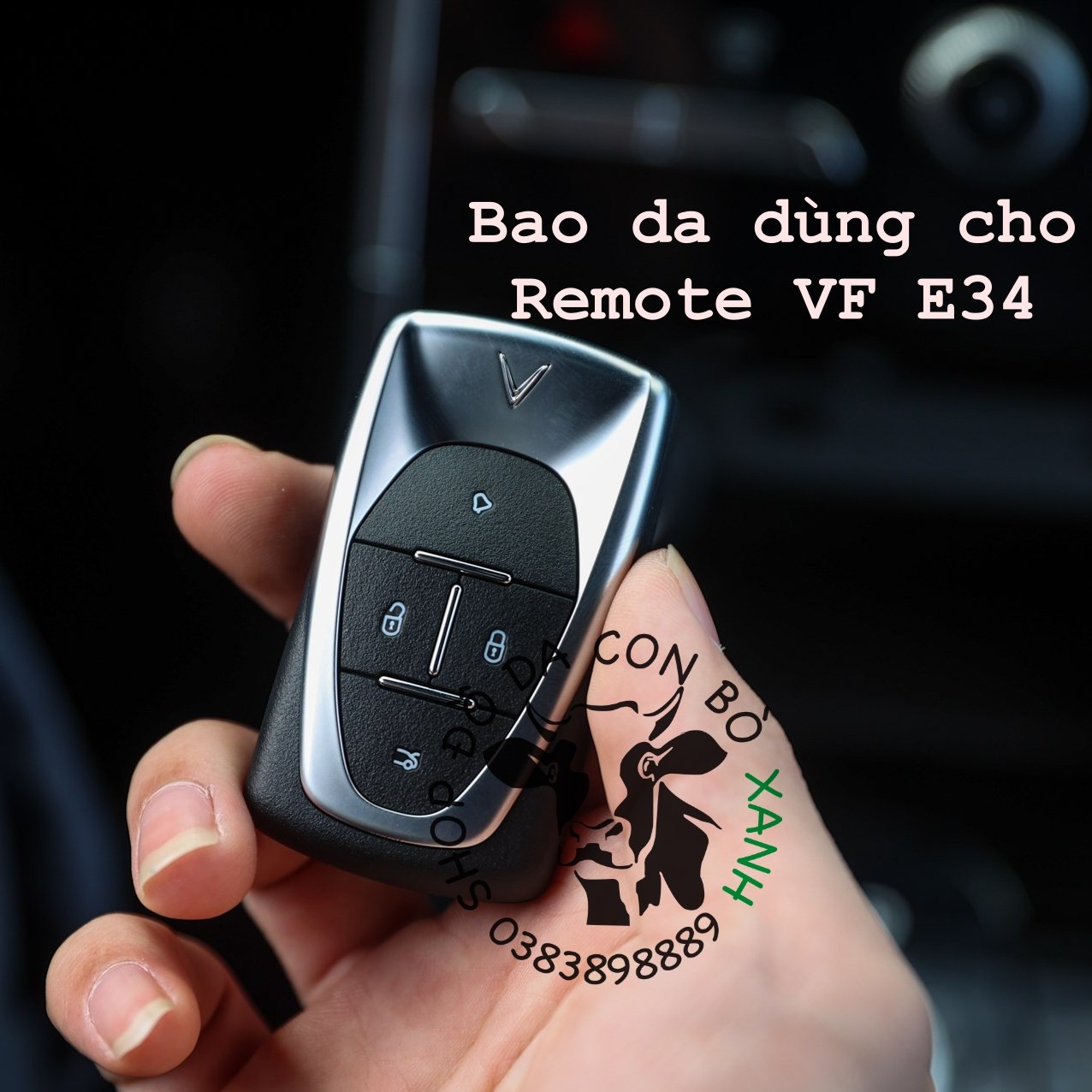 Bao da chìa khoá Vinfast E34, VF E34, VF8, VF9, VF 8, VF 9, xe điện VFE34 handmade da thật 003