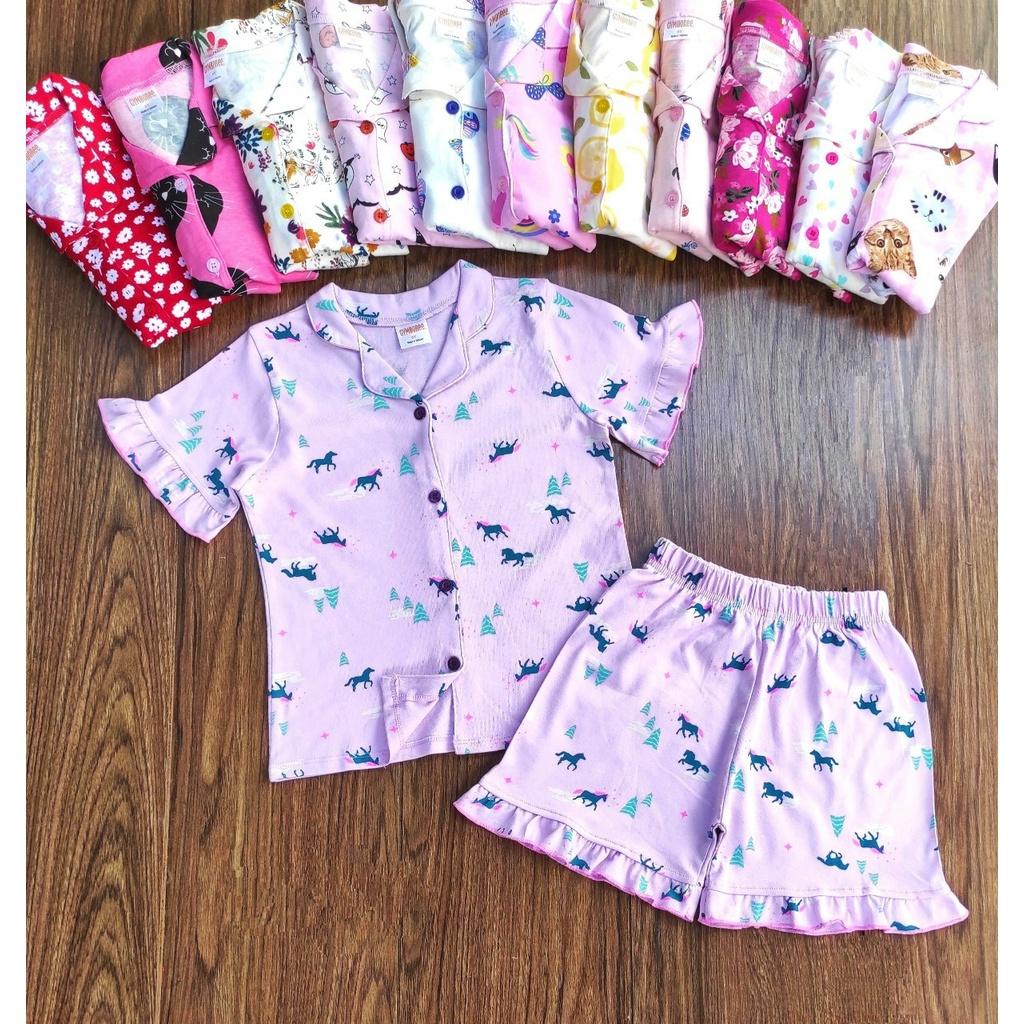 Đồ bộ bé gái, bộ pijama ngắn tay cho bé gái size 18-35kg chất cotton mềm mát