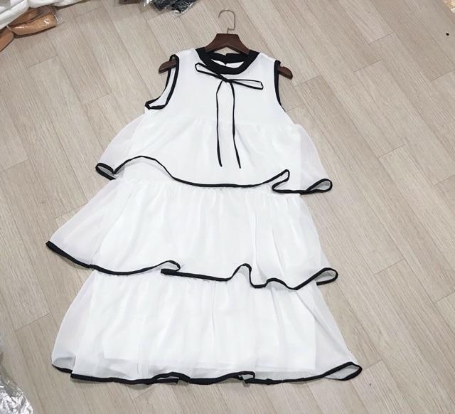 Đầm suông 3 tầng sát nách bầu bí bon chen