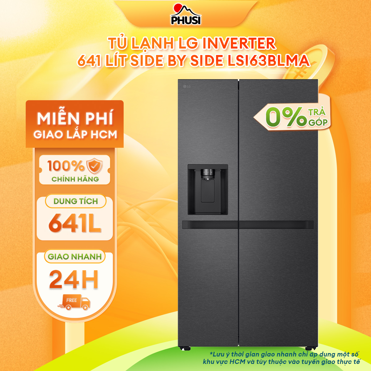 Tủ lạnh LG Inverter 641 lít LSI63BLMA - Hàng Chính Hãng