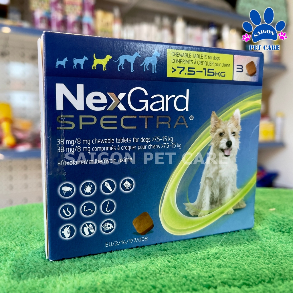 Nexgard Spectra phòng ngừa và trị ve rận, bọ chét, giun sán cho chó