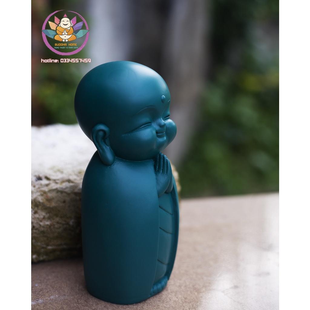 Chú tiểu decor hiện đại 21 cm trang trí nhà cửa màu xanh địa trung hải