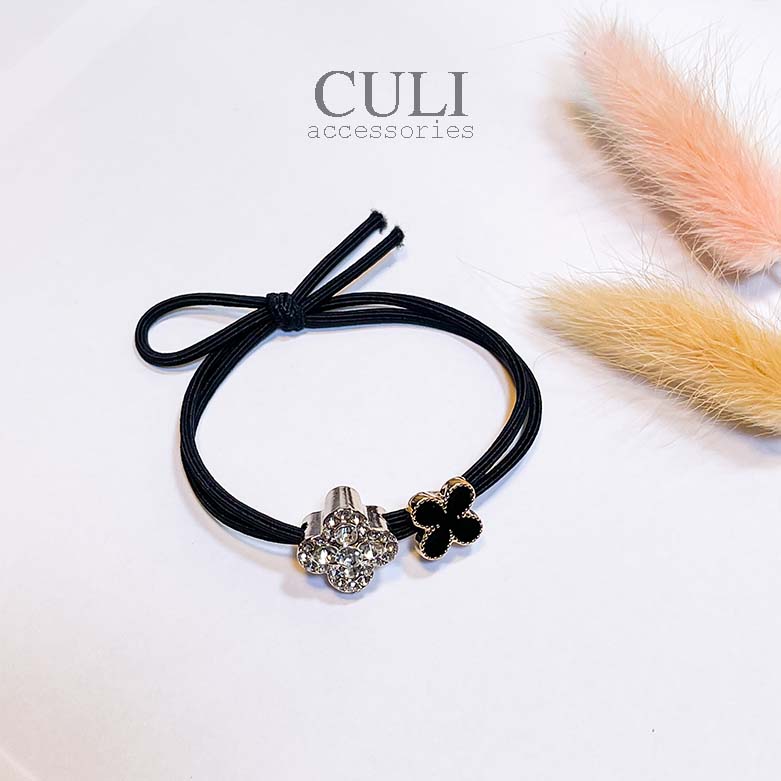 Dây thun cột tóc hình trái tim, cỏ may mắn đính đá xinh xắn Culi.accessories