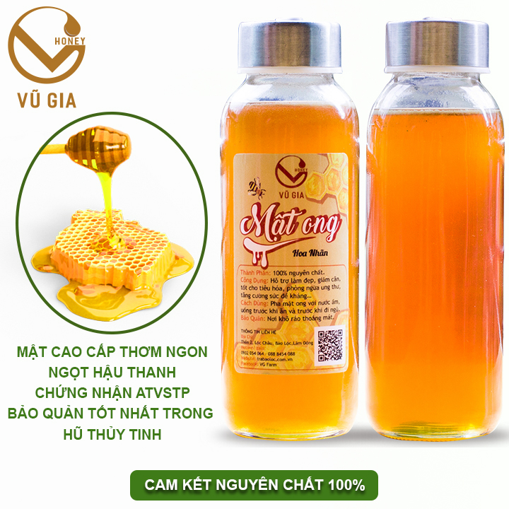 Mật Ong Hoa Nhãn Nguyên Chất VG Honey - Tăng cường cải thiện sức đề kháng, hỗ trợ dạ dày tiêu hóa hiệu quả