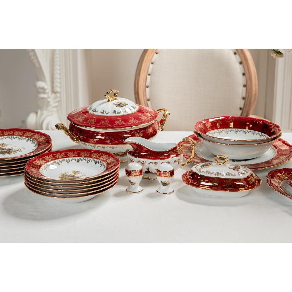 Bộ Đồ Ăn Mạ Vàng Tiệp, Set Bộ Bát Đĩa 48 Món Mạ Vàng Siêu Sang, Gốm Sứ Cao Câp, Made in Czech Republic