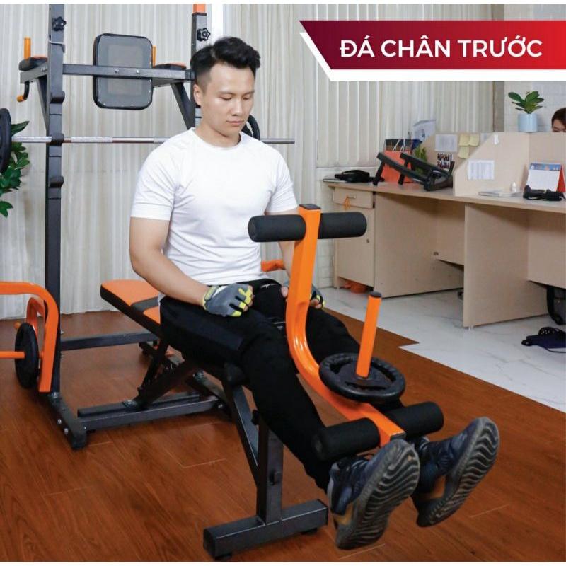 Ghế tập tạ đa năng xà đơn xà kép Hoàng Đức Sport 1608 xuất khẩu mẫu mới nhất kèm găng tay tập tạ xuki