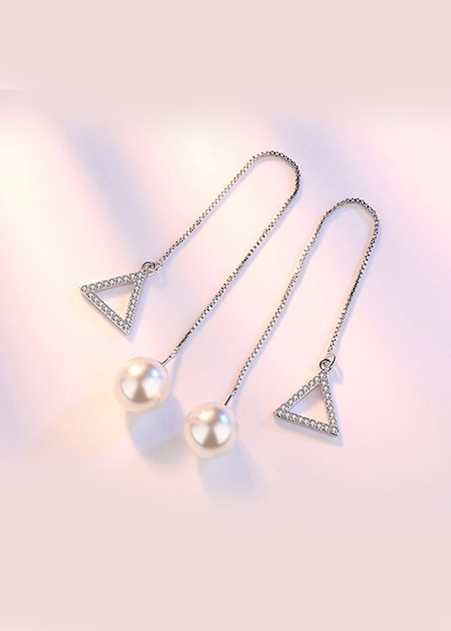 Bông tai ngọc trai dài đá zircon BHBT80