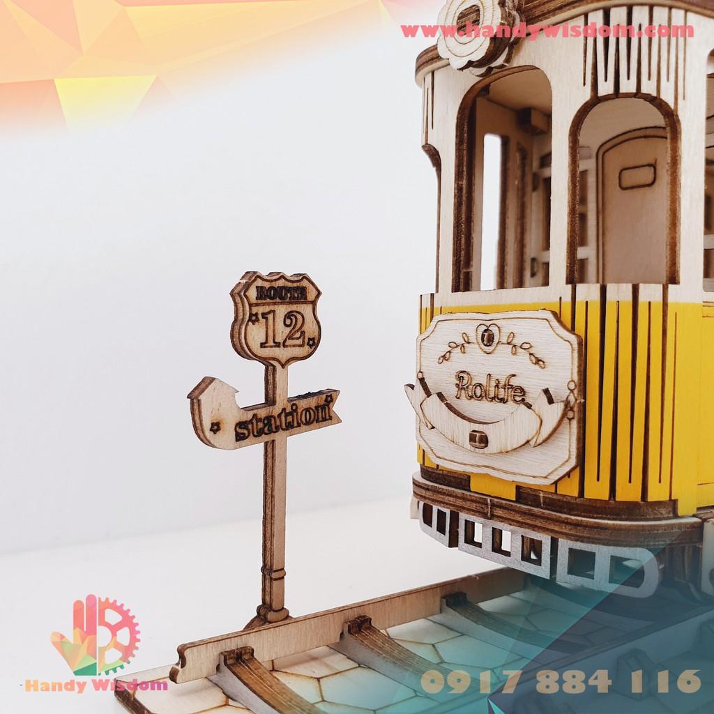 Mô hình lắp ghép gỗ Rolife - Xe buýt điện - Robotime Tramcar TG505