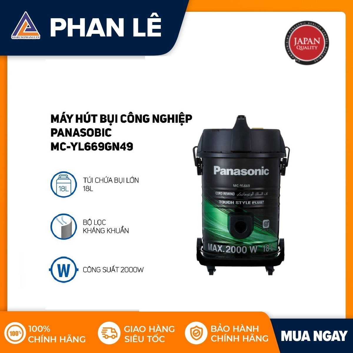 Máy Hút Bụi Công Nghiệp Panasonic MC-YL669GN49 - Hàng Chính Hãng