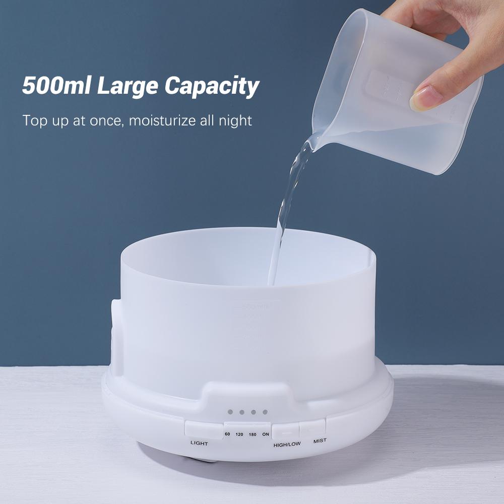 7 Màu Đèn LED Ánh Sáng Điện Máy Tạo Độ Ẩm Không Khí Tinh Tinh Dầu Khuếch Tán Tinh Dầu 500ML Siêu Âm Thanh Máy Tạo Độ Ẩm Phun Sương Tạo