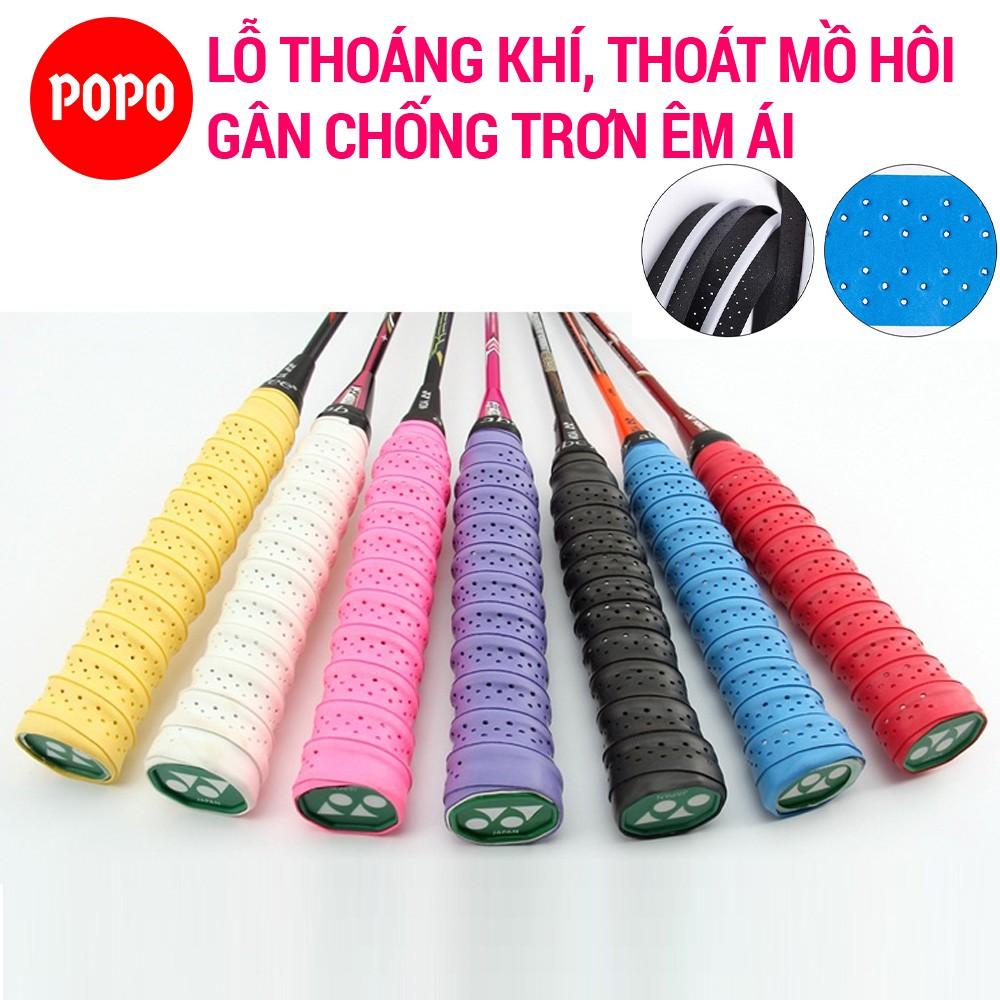 Quấn cán tennis, cầu lông Bộ 5 cái có gân chống trơn POPO chất liệu thoáng khí thoát mồ hôi