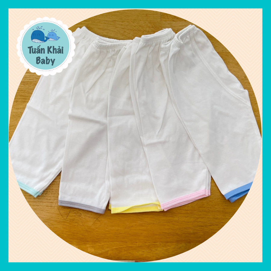 1 Quần sơ sinh cotton cao cấp CUNCON | Mẫu Quần Dài Trắng Rã Đáy | Size 1,2,3 cho bé sơ sinh - 9kg