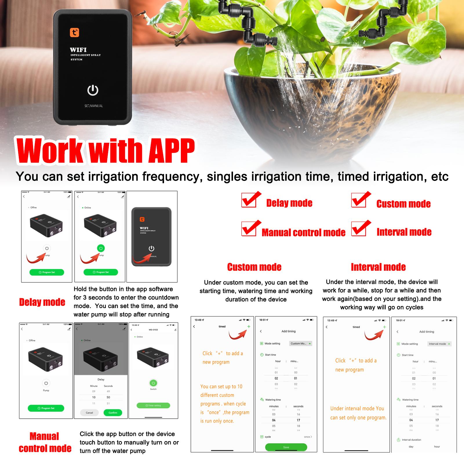 Hình ảnh Tuya WiFi Intelligent Sprinkler Controller Spray System APP Control Irrigation Timer Automatic Watering Device Compatible with Alexa Google Home for Garden Terrace Potted Plants