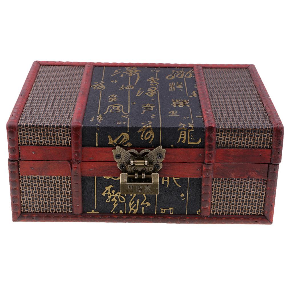 Vintage Retro Style Wooden Storage Box Jewelry Wood Case with Lock Home   q Q Ц 
