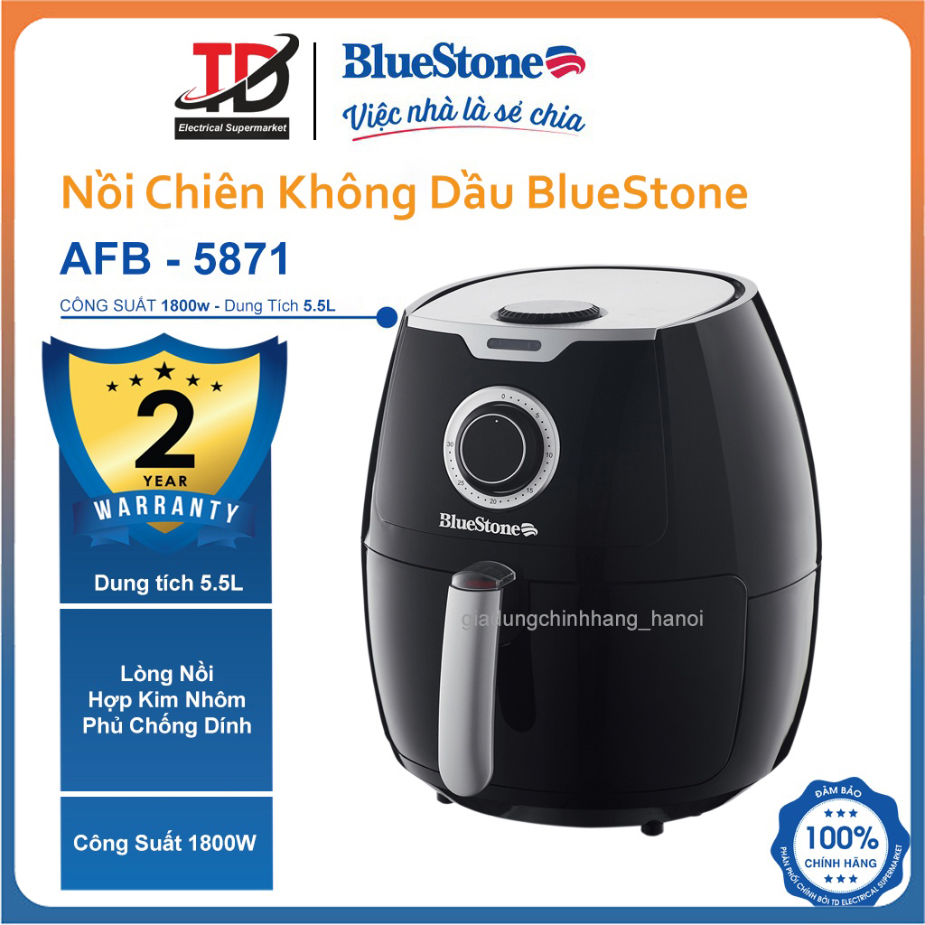 Nồi chiên không dầu Bluestone AFB-5871 -5.5 lít -  Công Suất 1800W - Hàng Chính Hãng