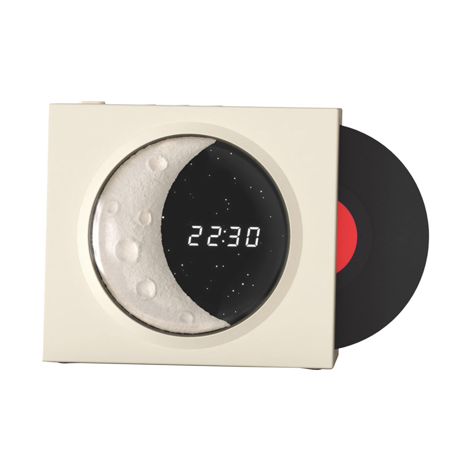 Vinyl Player Speaker, Speaker with Clock HiFi Sound Night Light Sound Box 360° Stereo Sound Vintage Portable Speaker for Home, Office, Party