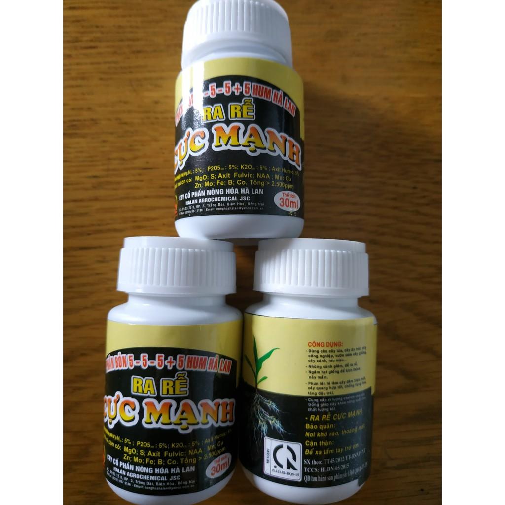 Combo 3 chai phân bón ra rễ cực mạnh 5-5-5+5 HUM Hà lan - chai 30ml