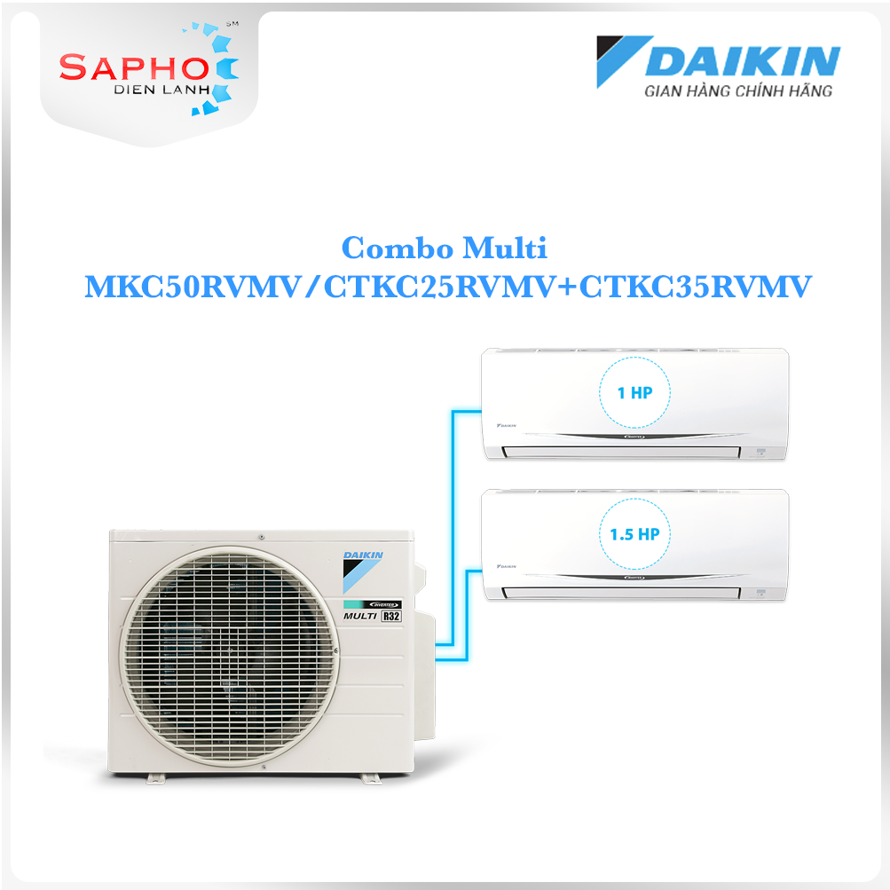 [Free Lắp HCM] Hệ Thống Máy Lạnh Multi S Daikin Inverter Combo MKC50RVMV/CTKC25RVMV+CTKC35RVMV Gas R32 Treo Tường 1 Chiều Lạnh Hàng Chính Hãng