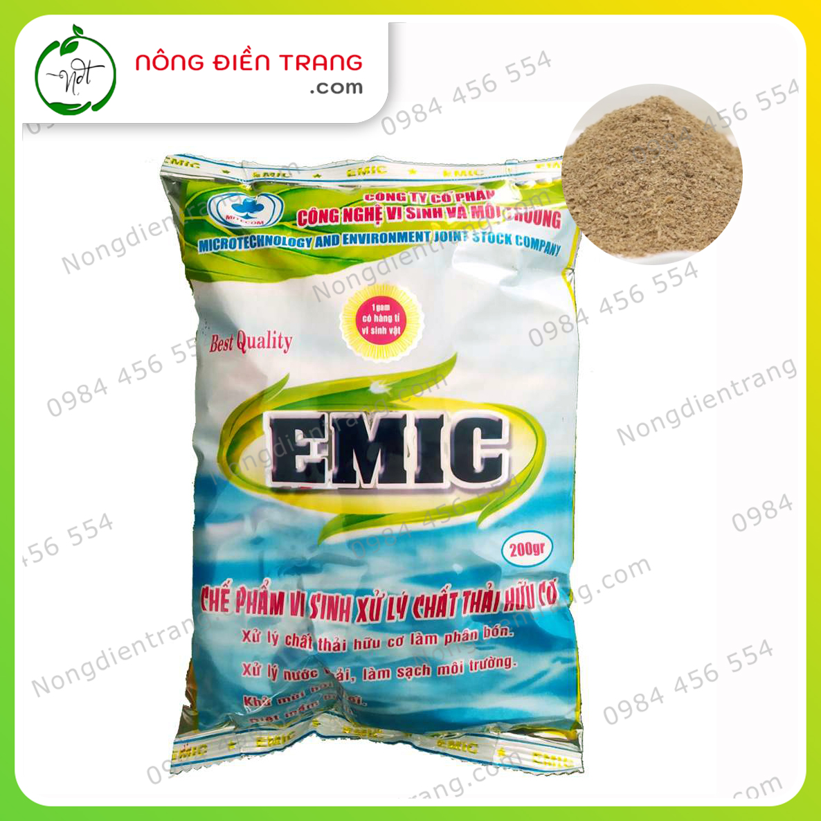 Chế Phẩm Vi Sinh EMIC - Gói 200g - Ủ Phân Bón và Xử Lí Chất Thải Hữu Cơ, Khử Mùi Hôi VTNN Nông Điền Trang