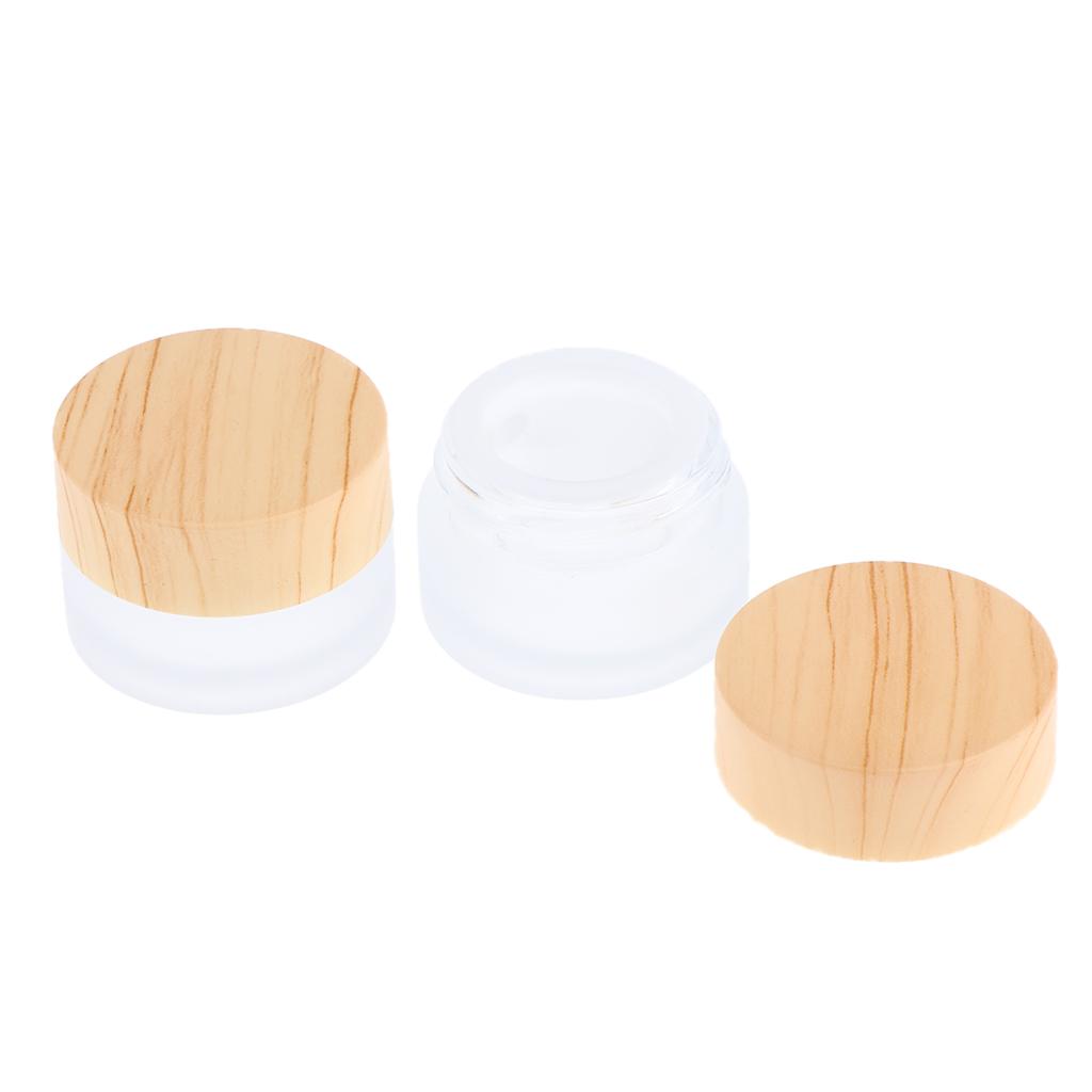 5/10/15/30/50g, Empty, Frosted Glass Pot Jars, Cosmetic Containers, 2pcs