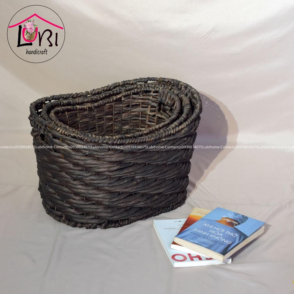 Sọt đựng đồ đan lục bình hình nén bạc - sang trọng