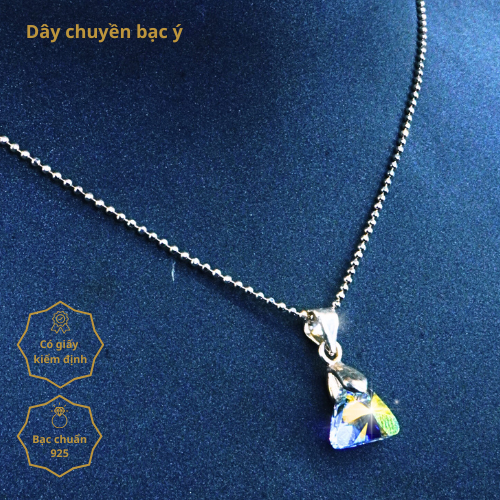 Dây chuyền bạc ý hình viên đá lấp lánh đa sắc độc đáo, phong cách trẻ trung, năng động, phù hợp đi học, đi chơi, đi làm - HD147.2