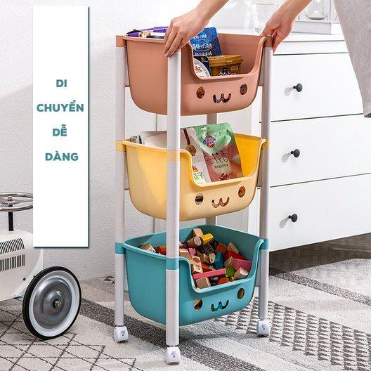 Kệ gấu Hokori Việt Nhật đựng đồ đa năng - Kệ Nhựa hình gấu 2,3 tầng có bánh xe di chuyển tiện lợi