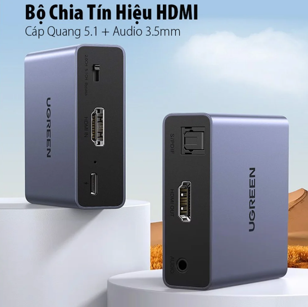 Bộ chuyển đổi HDMI sang HDMI + Quang + 3.5mm Ugreen 60649 - Hàng chính hãng