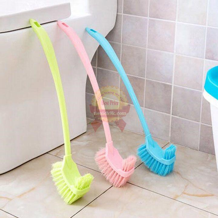 Bàn chải cọ sàn toilet 2 đầu đa năng vệ sinh bồn cầu nhà tắm phòng bếp cán dài