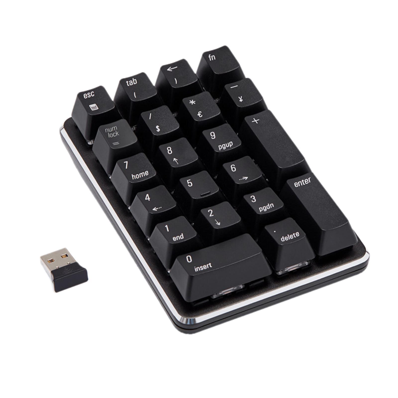 2.4G Wireless Mechanical Numeric Keypad 21 Keys Mini Keyboard Black